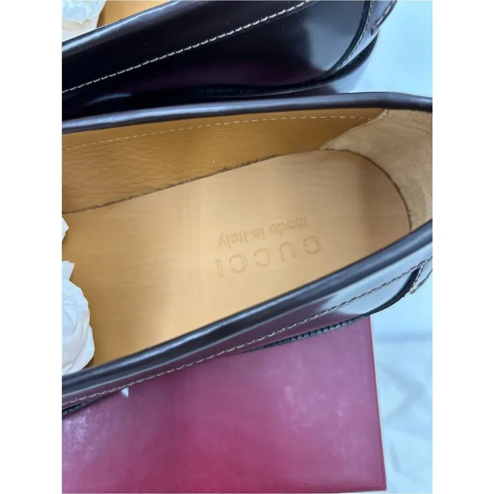 Men's Gucci KAVEH GG embossed leather loafers size 7.5 fits 8 US made in Italy